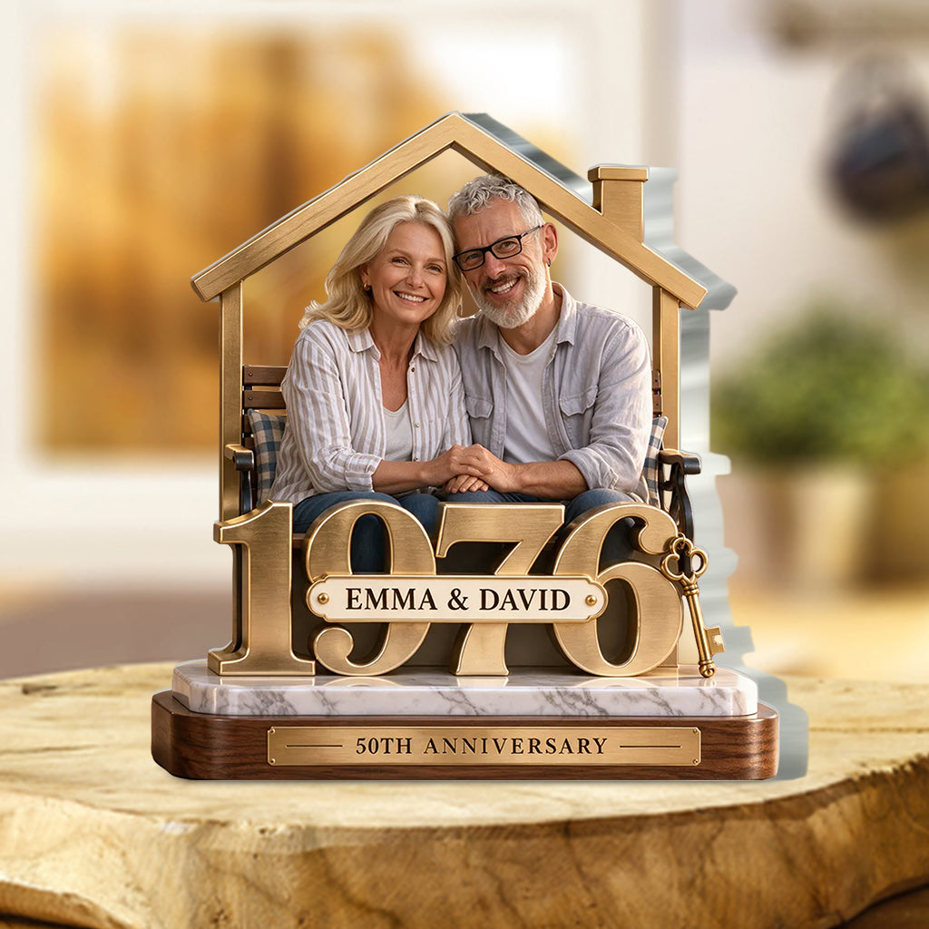 Personalized Couple Gift, Romantic Anniversary Figurine for Husband Wife with Names and Date, Boyfriend Girlfriend Gift - Personalized Couple Custom Shaped Acrylic Plaque