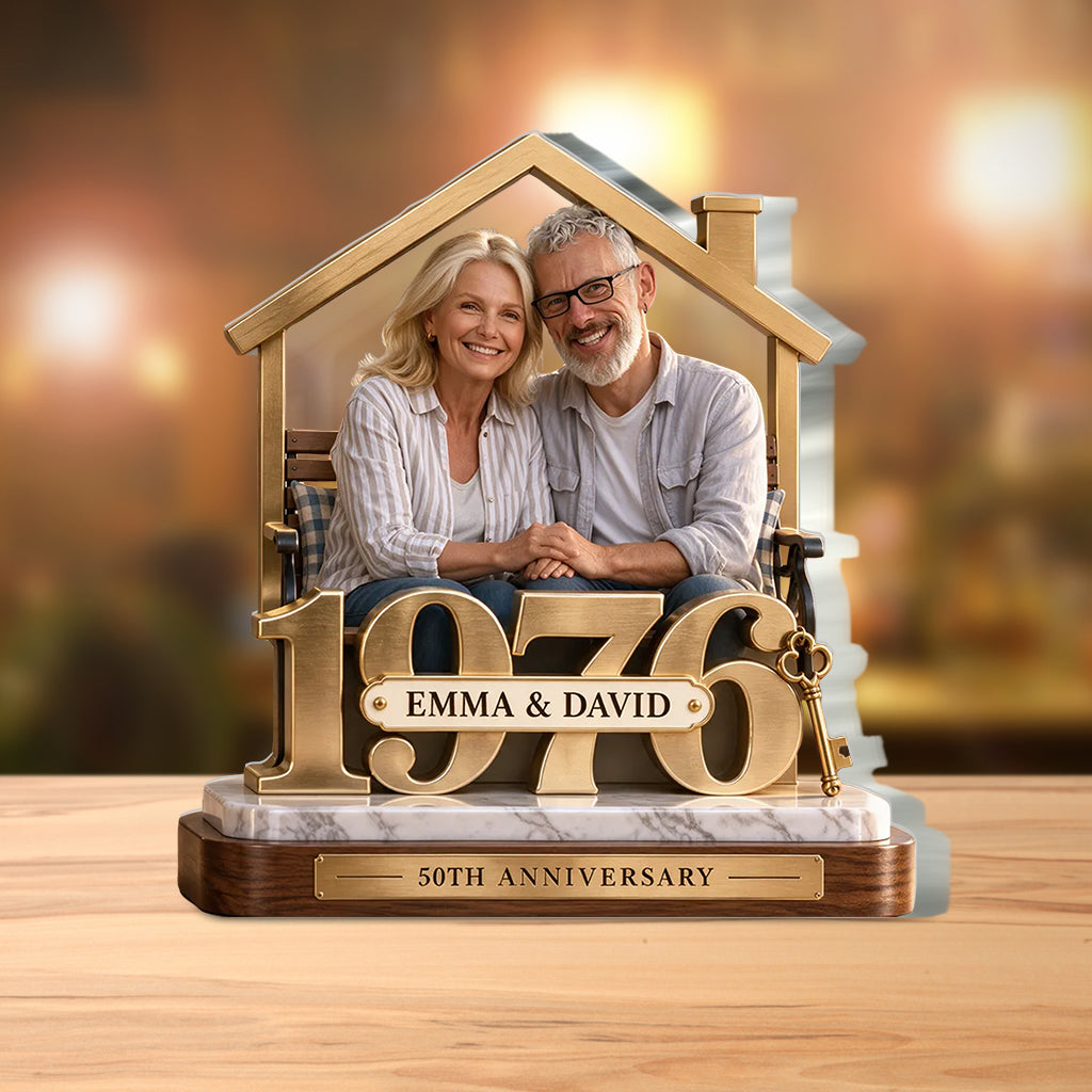 Personalized Couple Gift, Romantic Anniversary Figurine for Husband Wife with Names and Date, Boyfriend Girlfriend Gift - Personalized Couple Custom Shaped Acrylic Plaque