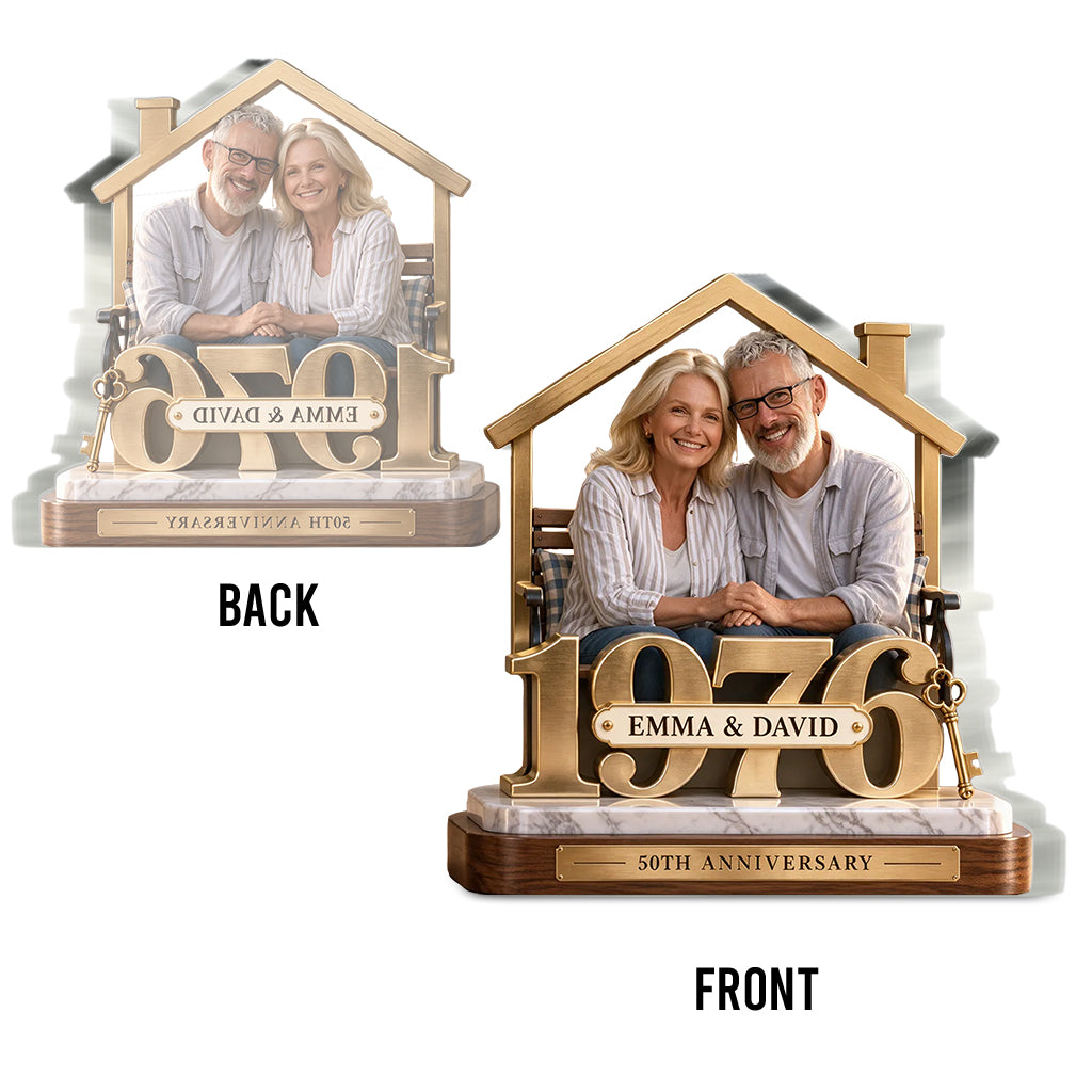 Personalized Couple Gift, Romantic Anniversary Figurine for Husband Wife with Names and Date, Boyfriend Girlfriend Gift - Personalized Couple Custom Shaped Acrylic Plaque
