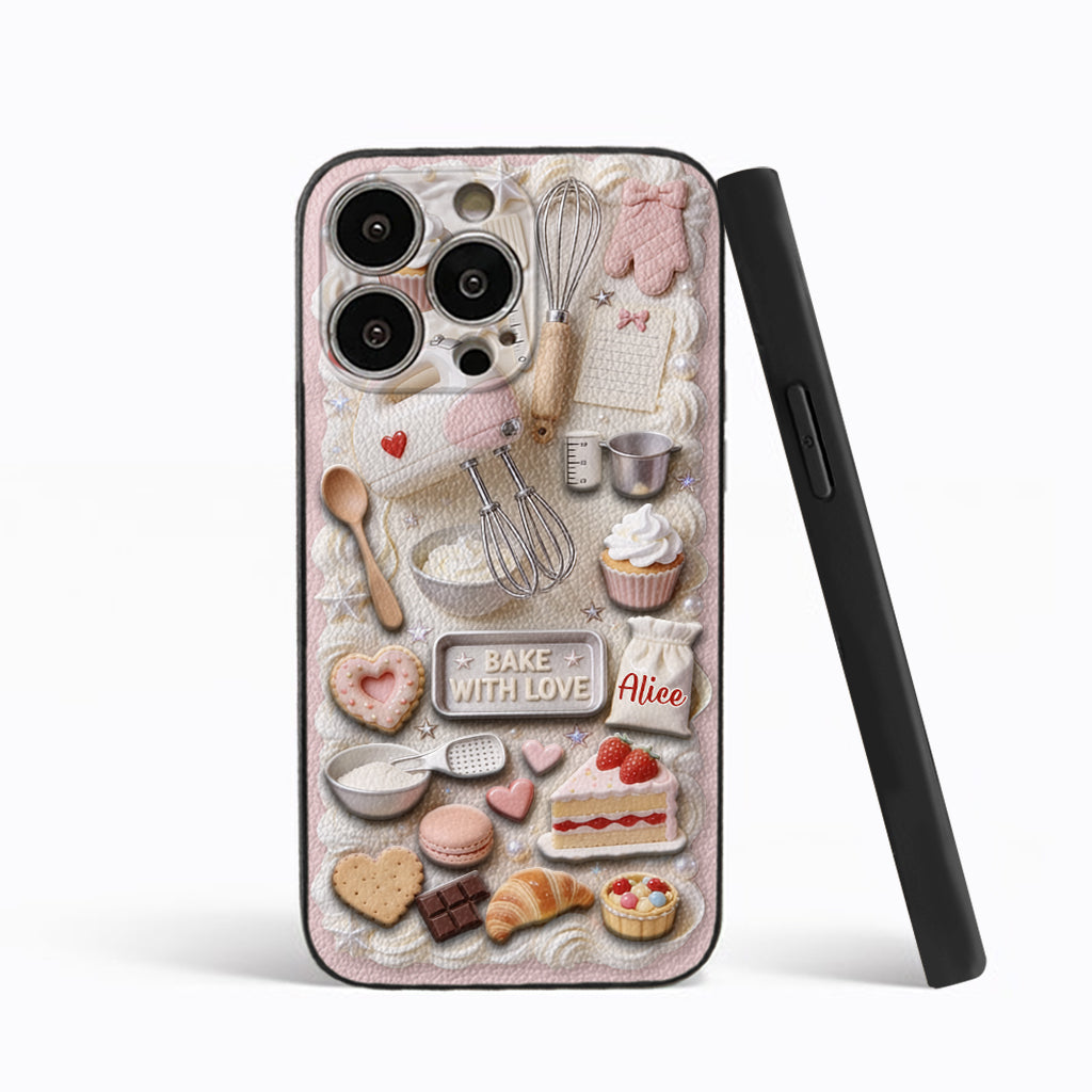 Bake With Love - Personalized Baking 3D Embossed Leather Phone Case