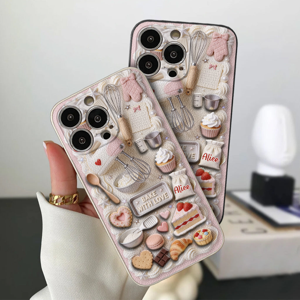 Bake With Love - Personalized Baking 3D Embossed Leather Phone Case