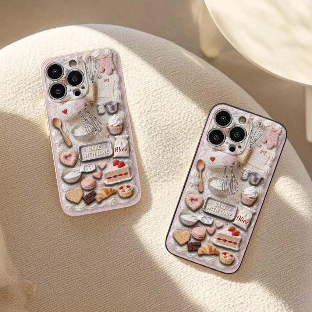 Bake With Love - Personalized Baking 3D Embossed Leather Phone Case