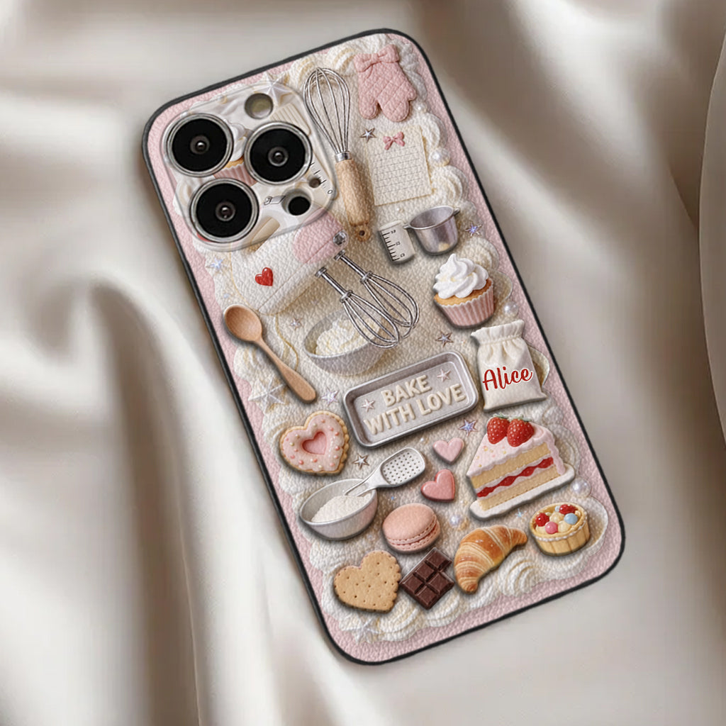 Bake With Love - Personalized Baking 3D Embossed Leather Phone Case
