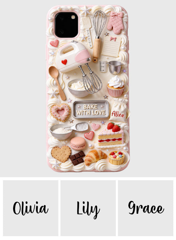 Bake With Love - Personalized Baking 3D Embossed Leather Phone Case