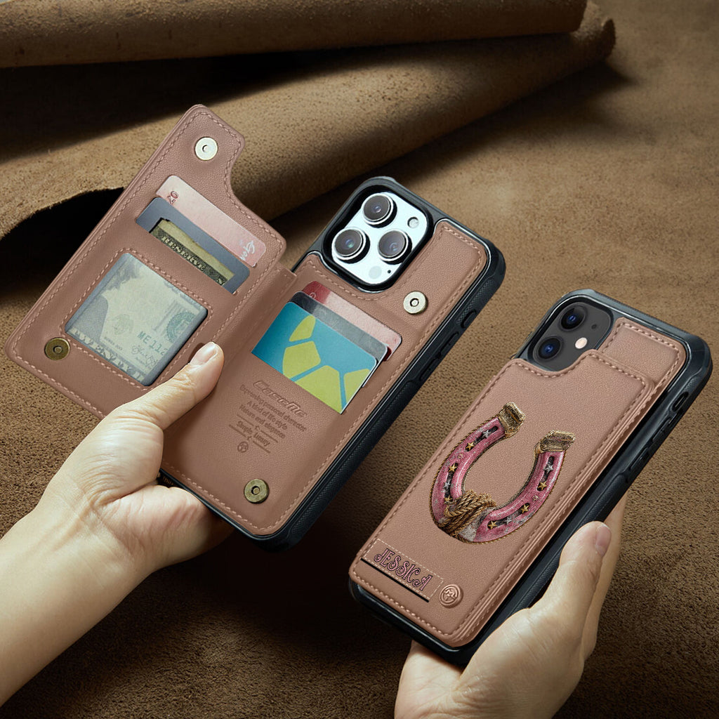 Horseshoe - Personalized Horse Wallet Phone Case