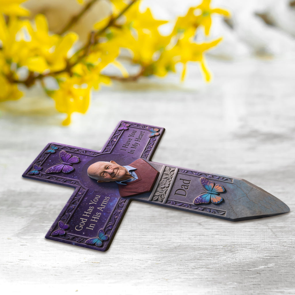 Any Photo God Has You In His Arm I Have You In My Heart - Personalized Memorial Acrylic Garden Sign/ Acrylic Plaque Sign