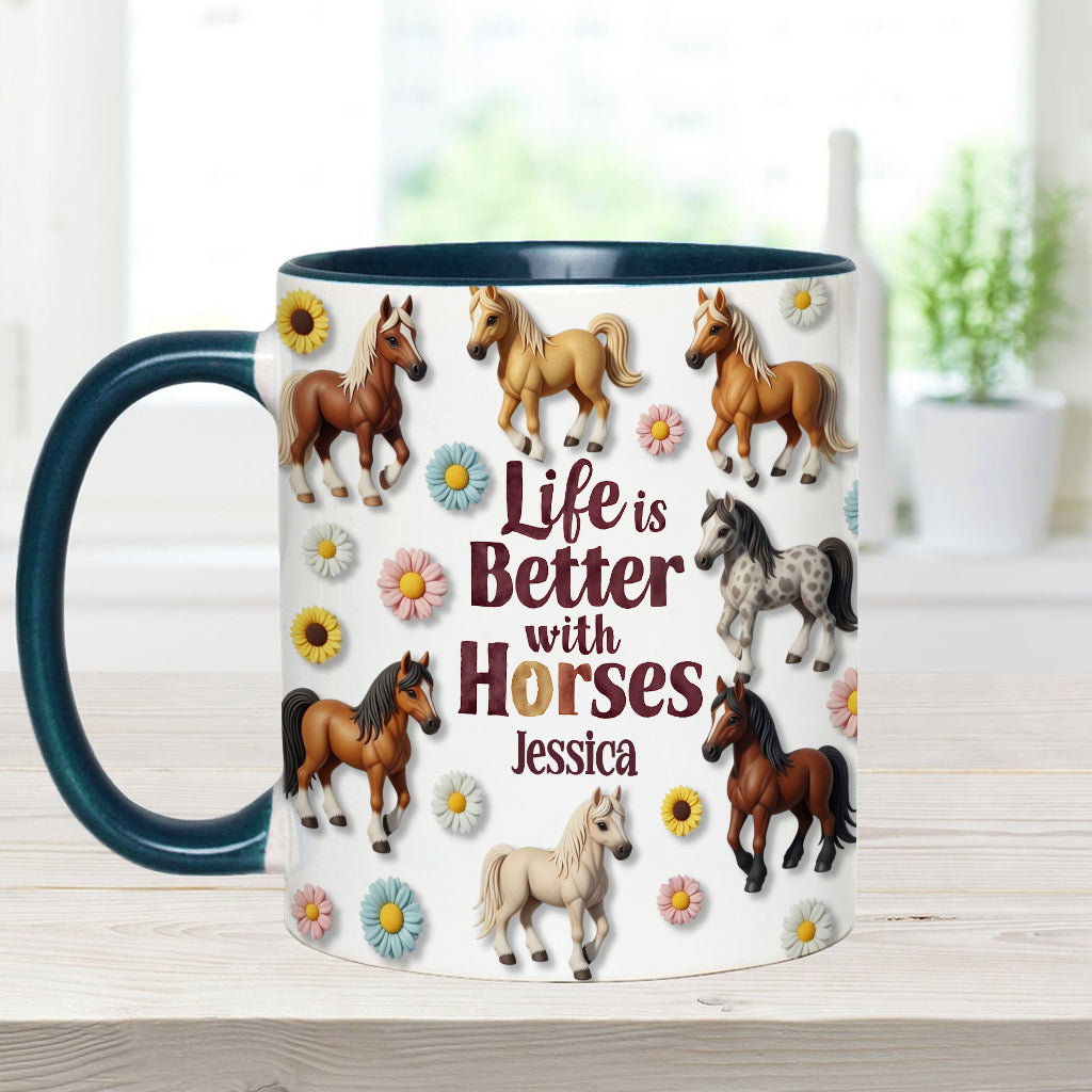 Life Is Better With Horses - Personalized Horse Accent Mug