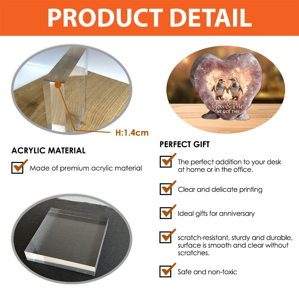 Rose Quartz Style Anniversary Gift, Valentine Gift, Unconditional Love - Personalized Couple Custom Shaped Acrylic Plaque