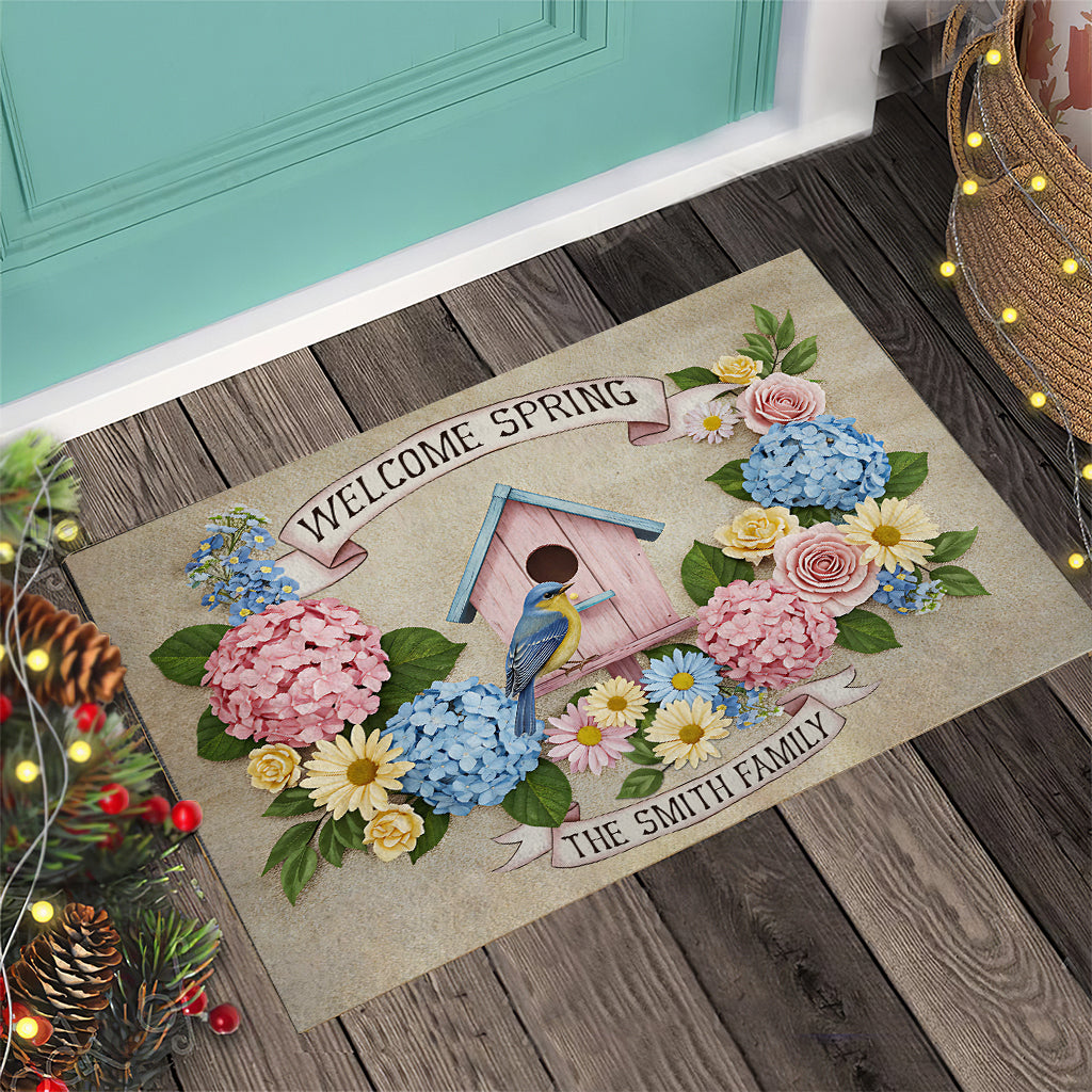 Welcome Spring - Personalized Family Doormat