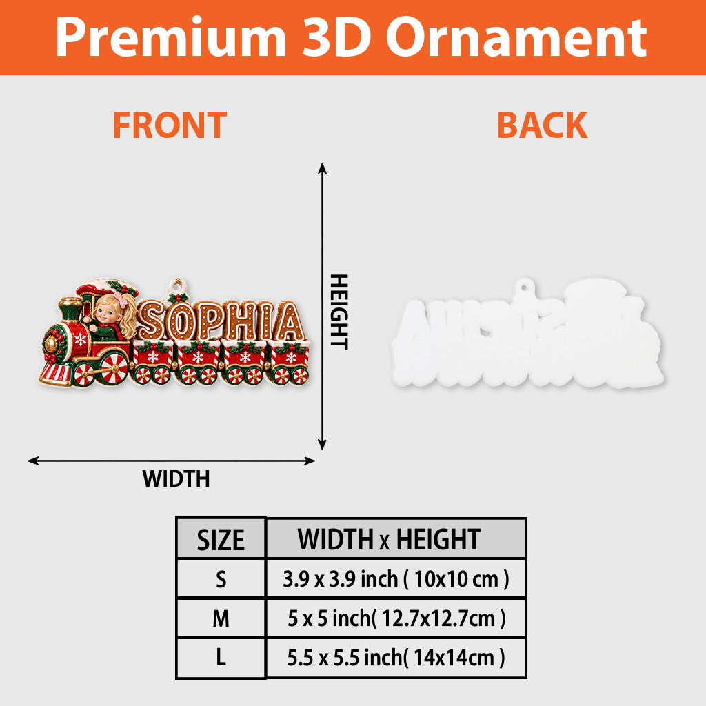 Name Letter Train Alphabet Gift For Kids - Personalized Kid Premium 3D Ornament