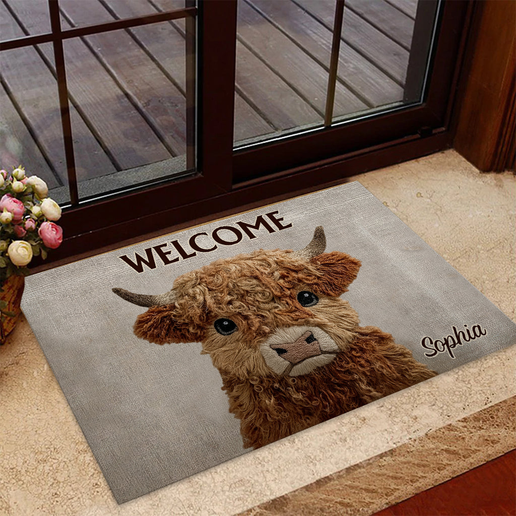 Welcome To My House Cute Highland Cow - Personalized Highland Cow Doormat