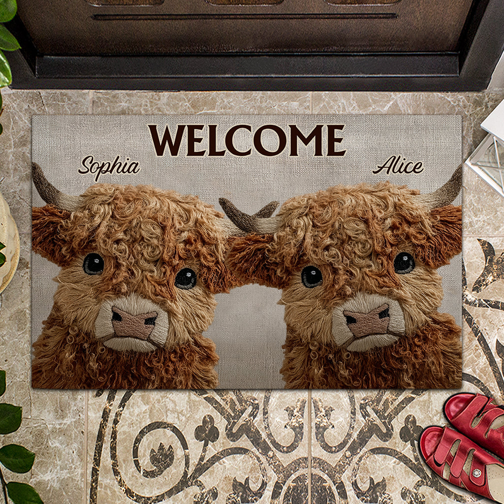 Welcome To My House Cute Highland Cow - Personalized Highland Cow Doormat
