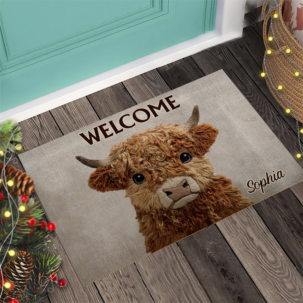 Welcome To My House Cute Highland Cow - Personalized Highland Cow Doormat
