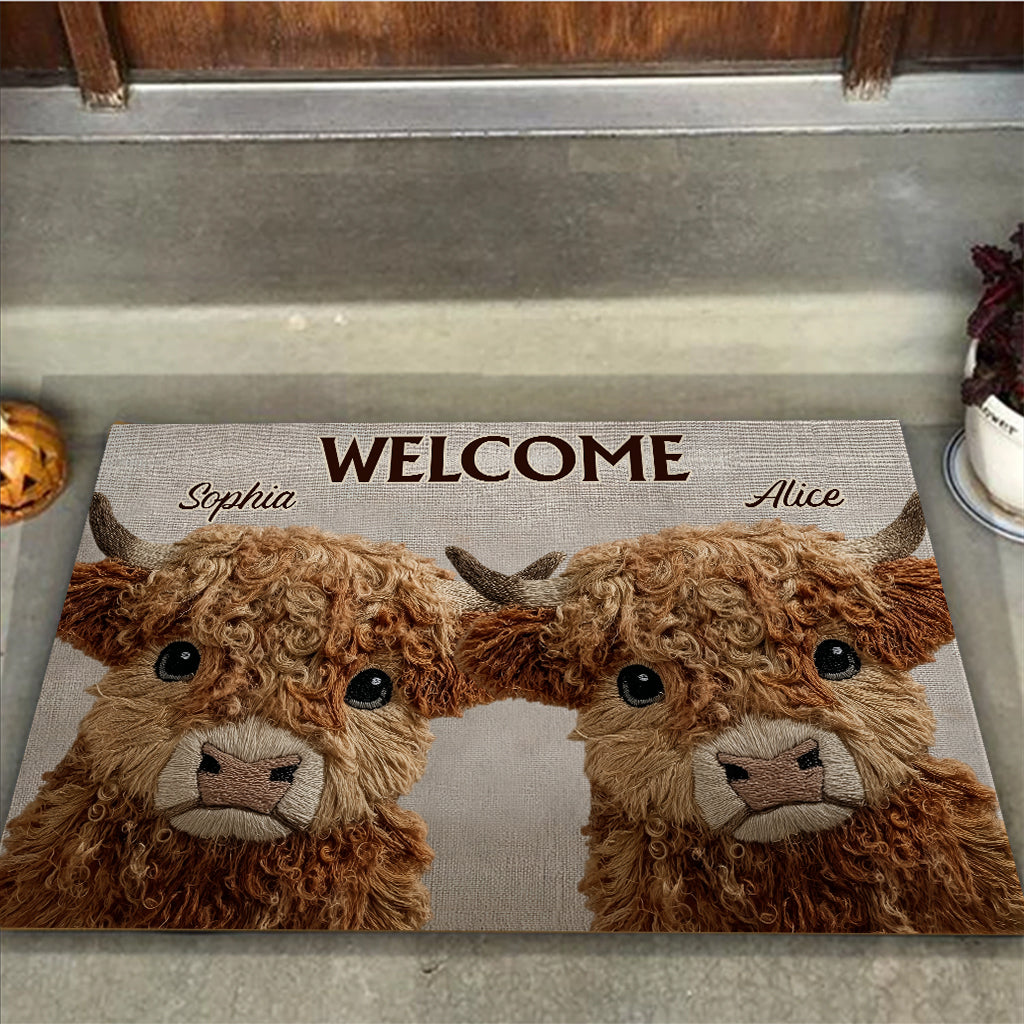 Welcome To My House Cute Highland Cow - Personalized Highland Cow Doormat