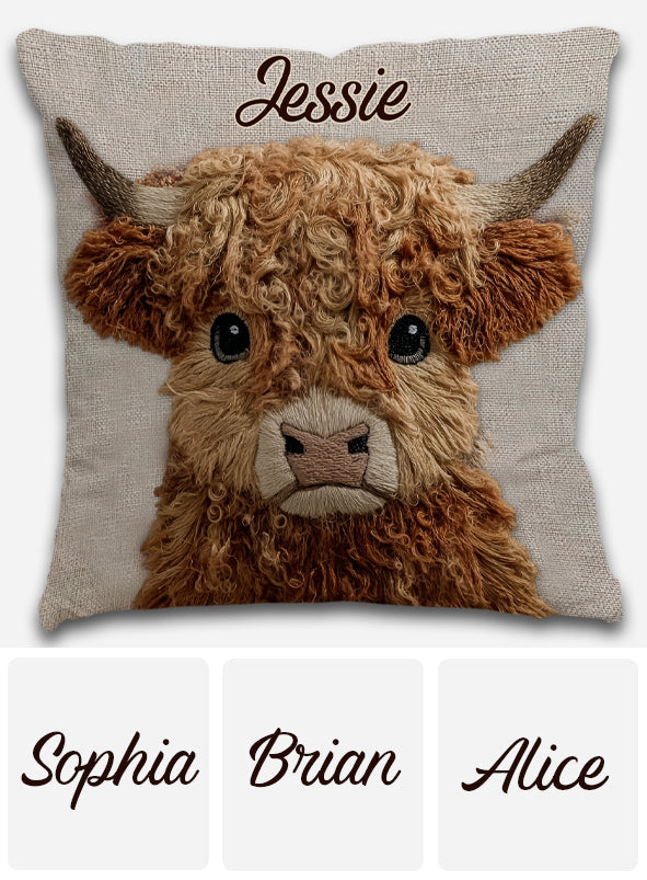 Coussin décoratif personnalisé « Vache des Highlands mignonne »