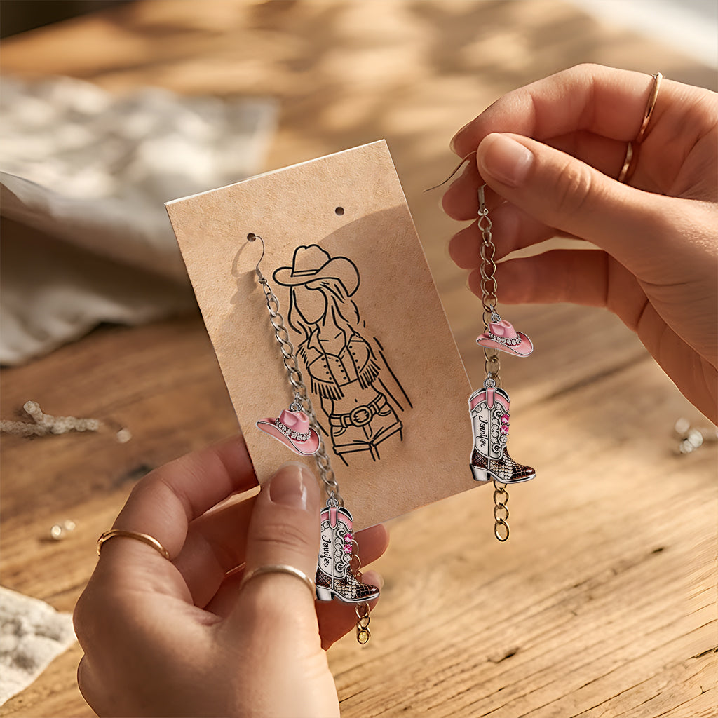Cowgirl Spirit - Personalized Cowgirl Earrings With Card