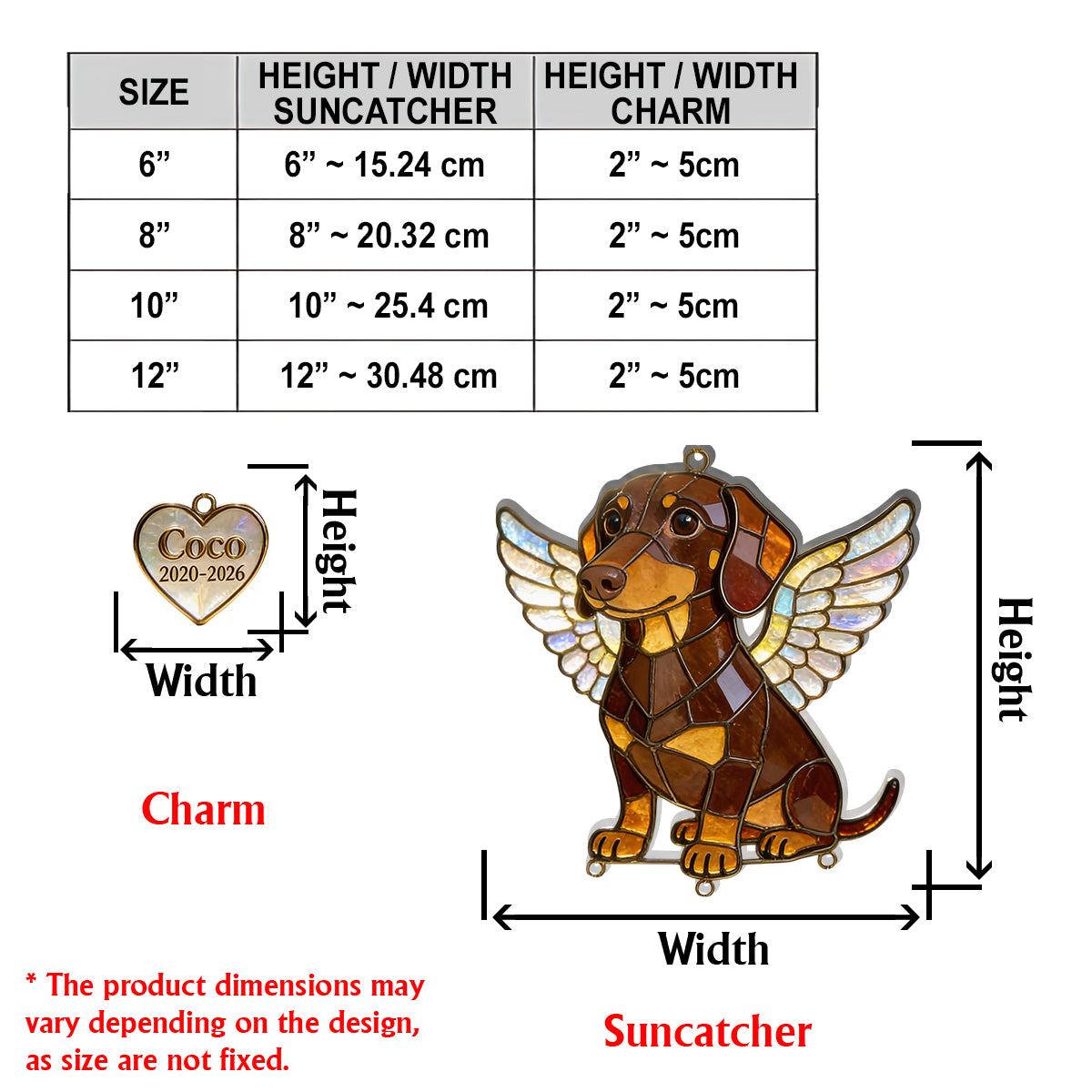 Für Immer In Meinem Herzen - Personalisierter Hund Fensterhängender Sonnenfänger Mit Charms