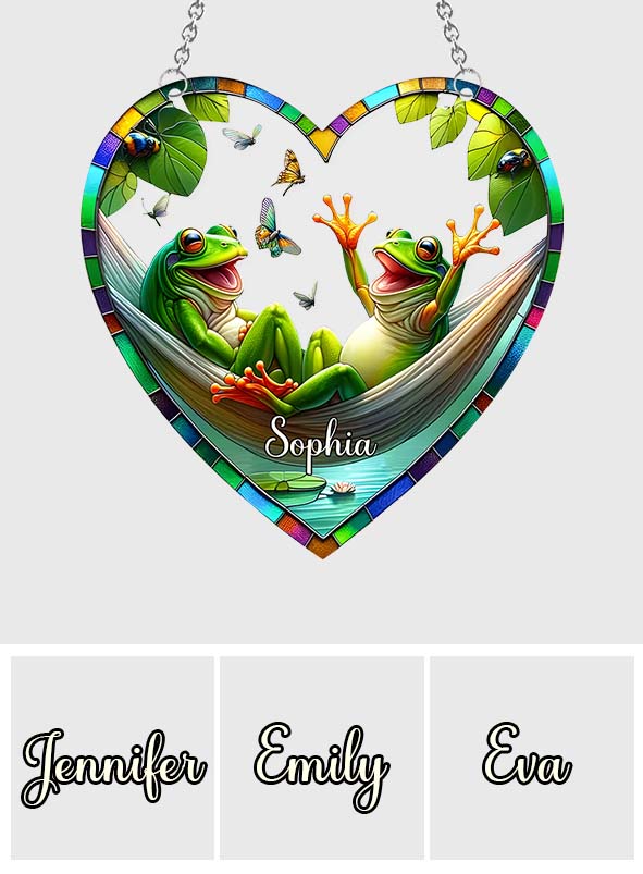 Grenouilles - Décoration attrape-soleil personnalisée à suspendre à la fenêtre - Motif grenouille 