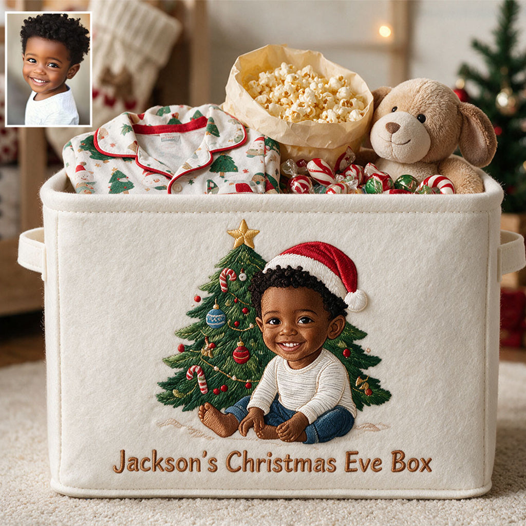 Christmas Eve Box - Personalized Kid Rectangle Storage Basket