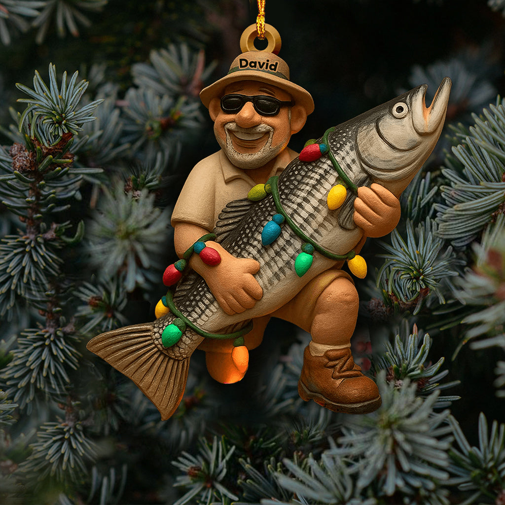 Merry Fishmas - Personalized Fishing Transparent Ornament