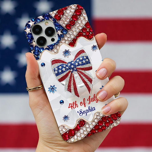 Fête de l'Indépendance - Coque de téléphone et support personnalisés avec impression intégrale pour la fête nationale américaine (4 juillet).
