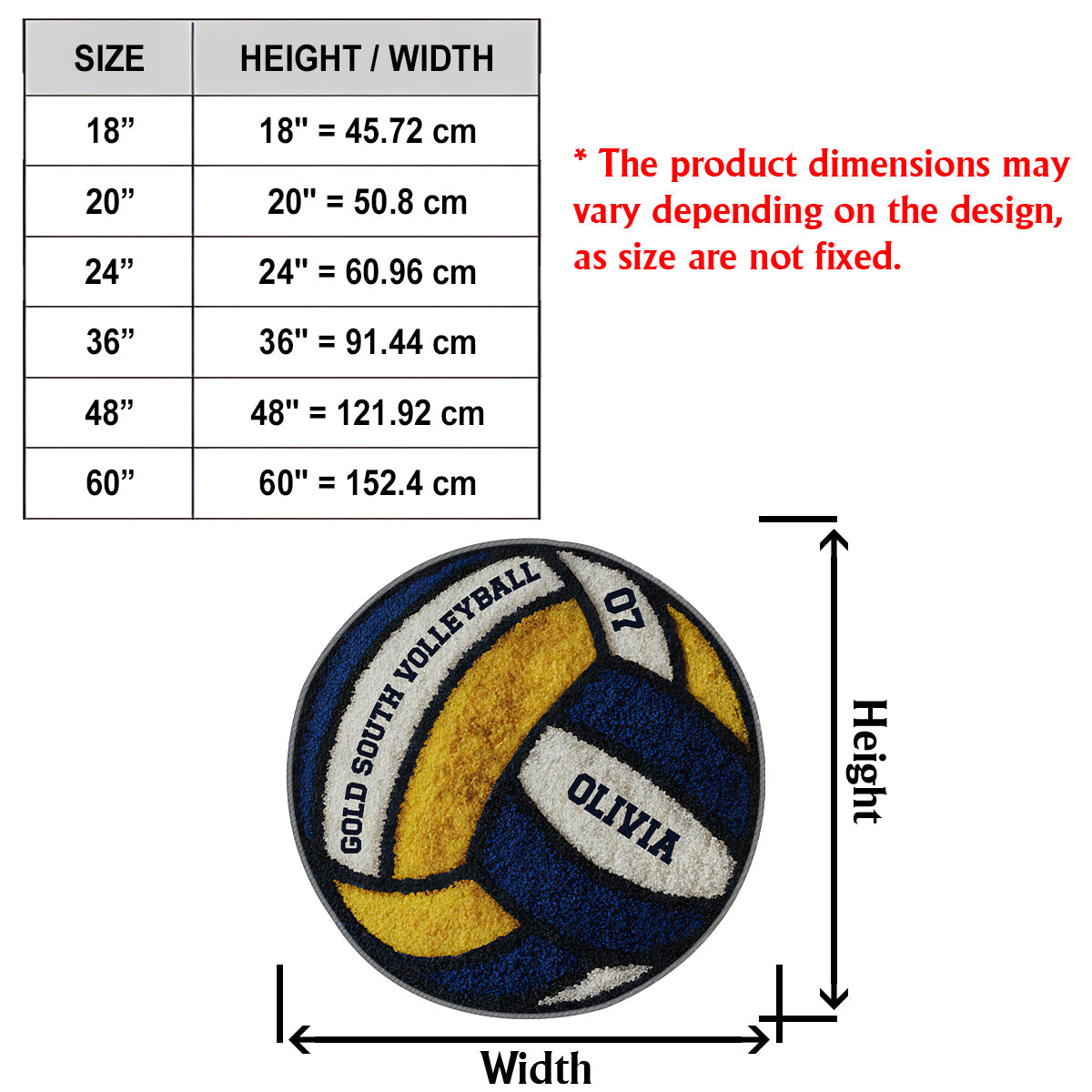 Volleyball-Liebe – Personalisierter, rutschfester Volleyball-Teppich