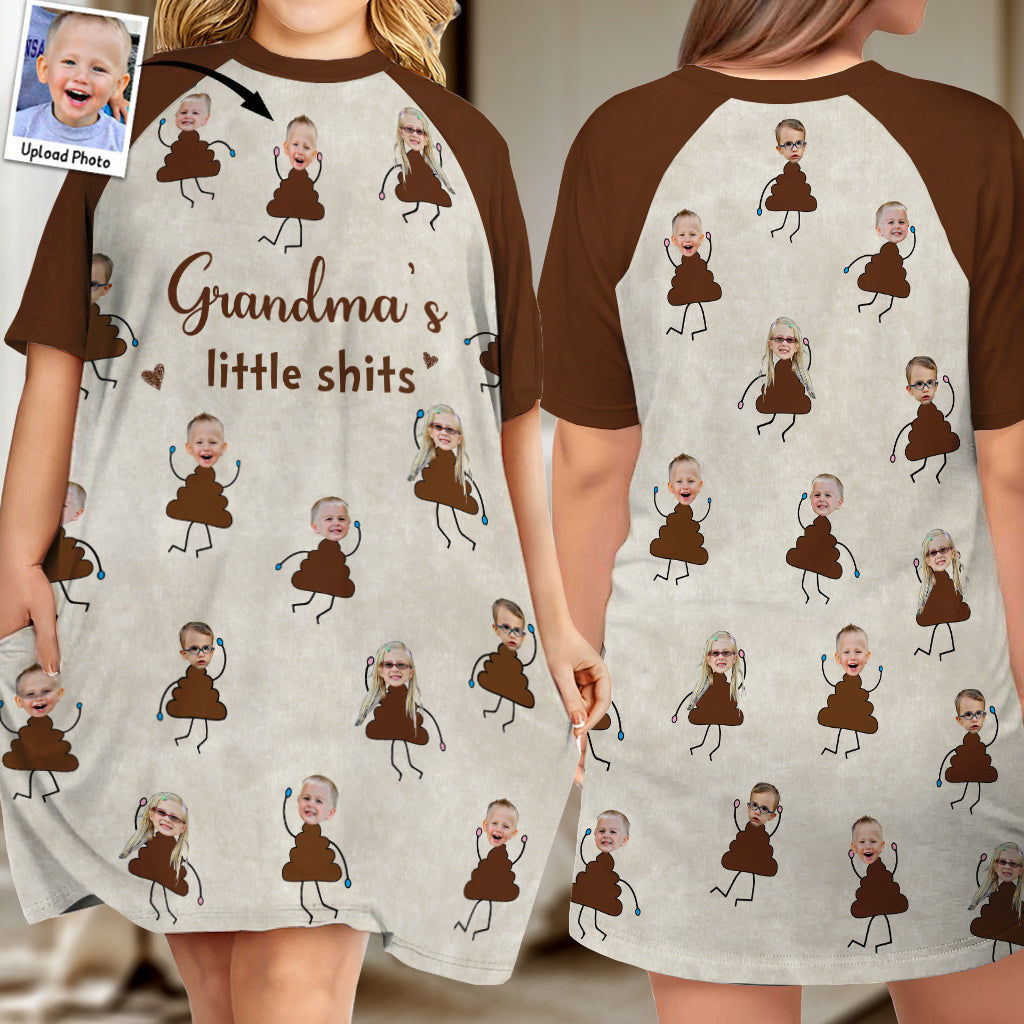 Mommy's Little Shits - Personalized Mother Sleep T-shirt Dress