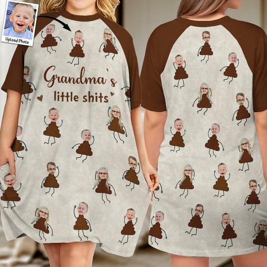 Mommy's Little Shits - Personalized Mother Sleep T-shirt Dress