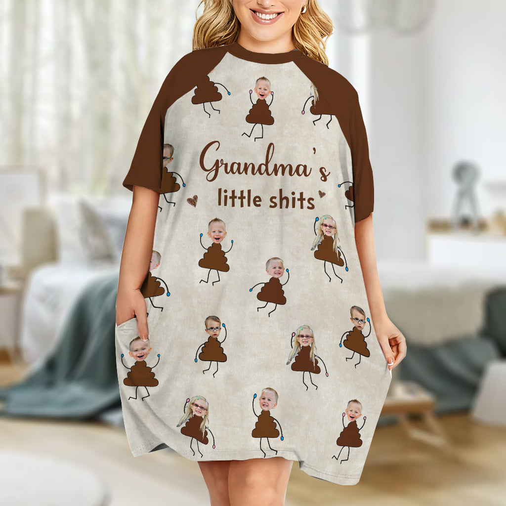 Mommy's Little Shits - Personalized Mother Sleep T-shirt Dress