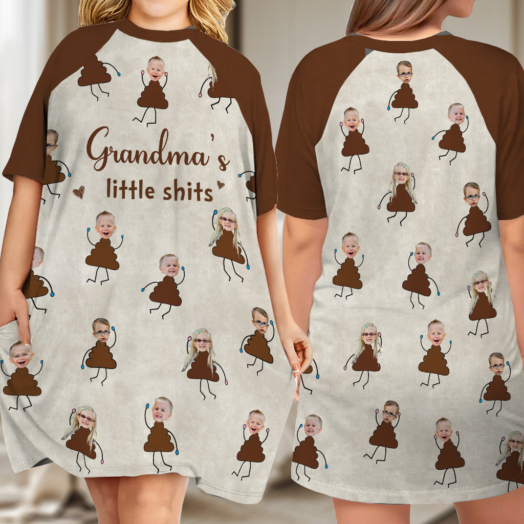 Mommy's Little Shits - Personalized Mother Sleep T-shirt Dress