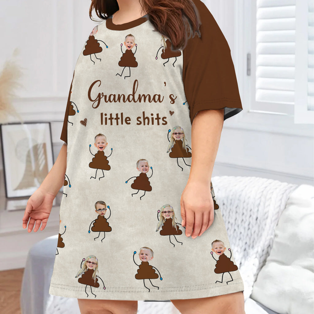 Mommy's Little Shits - Personalized Mother Sleep T-shirt Dress
