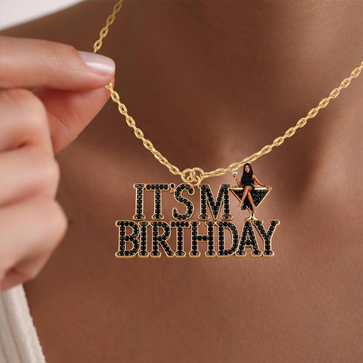 It's My Birthday - Personalized Birthday Pendant Necklace & Stud Earrings