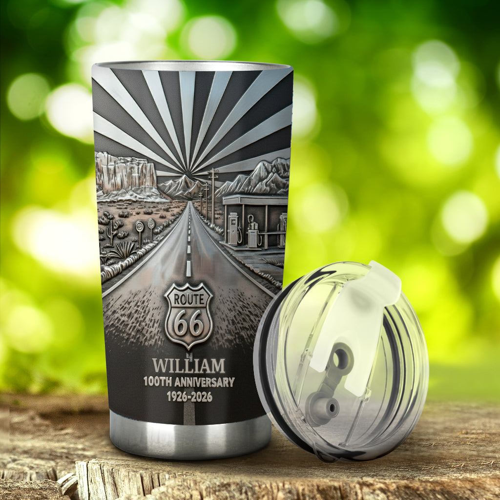 100. Jahrestag der Route 66 – Personalisierter Becher für Autoliebhaber