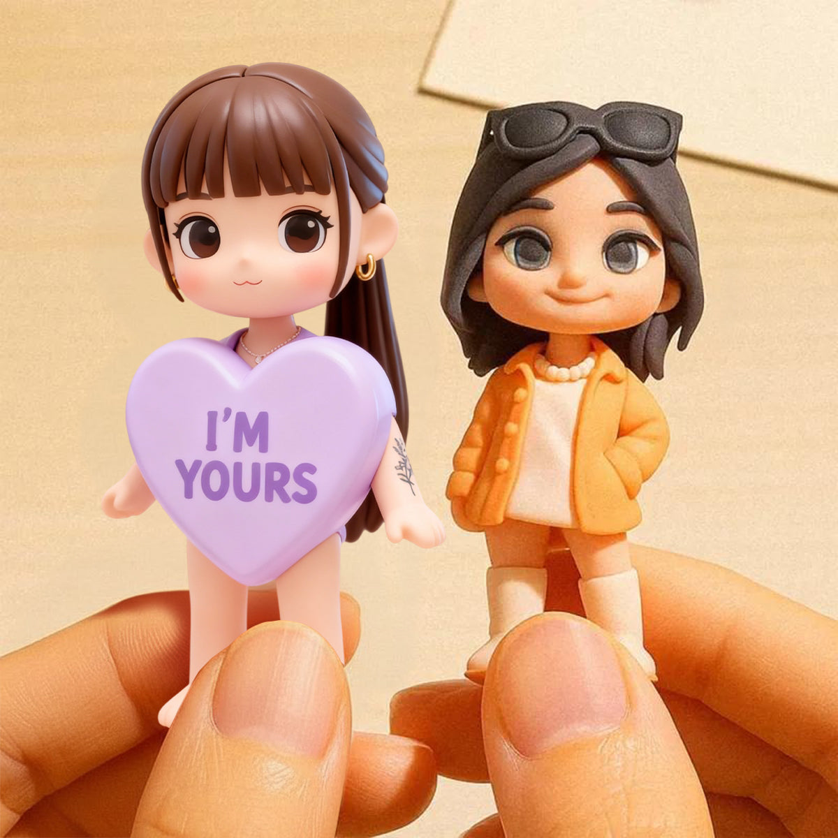 Custom Photo Conversation Heart Candy - Personalized Couple Custom Made 3D Minifigure