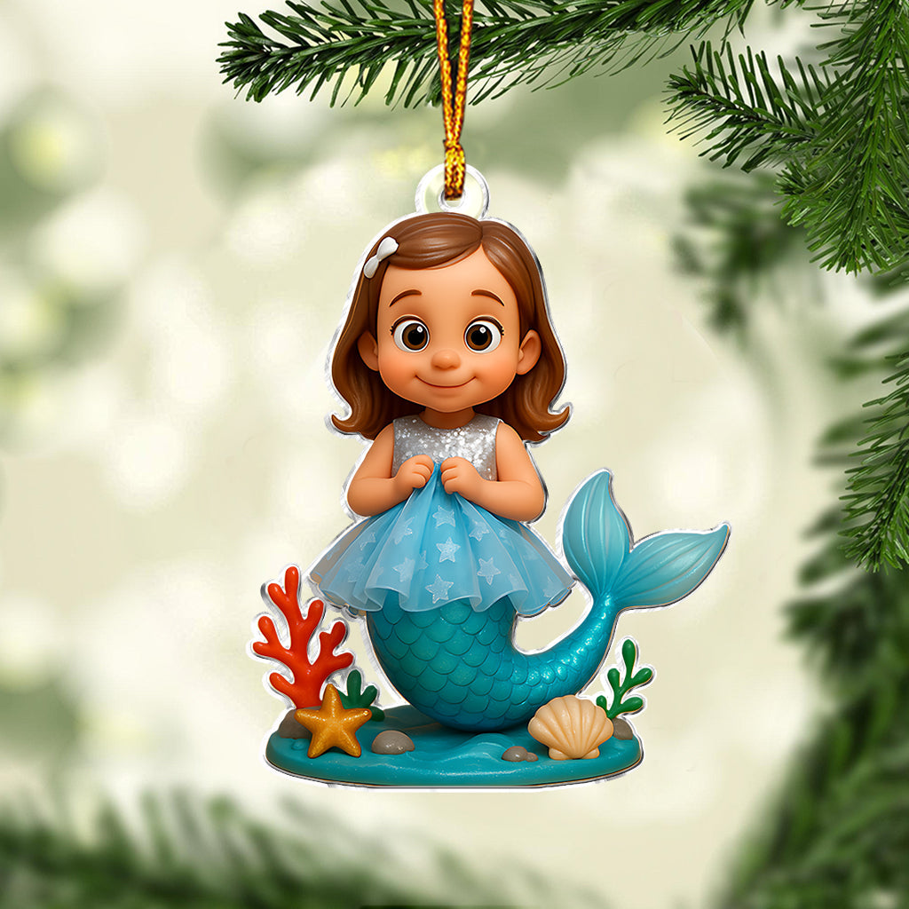 Ornement personnalisé à partir de n'importe quelle photo, cadeau idéal pour les petites filles passionnées de sirènes - Ornement personnalisé pour enfant.