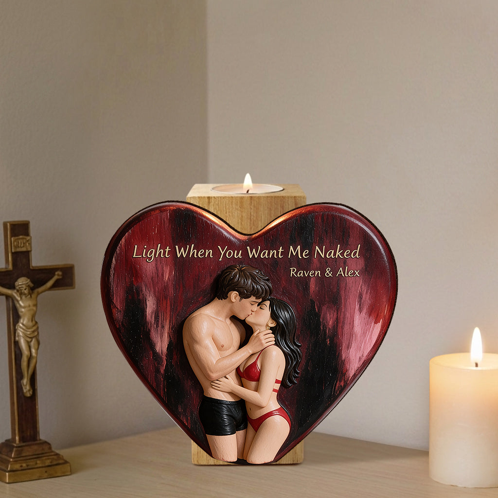 Light Me - Personalisierter Würziger Paar Holzkerzenhalter
