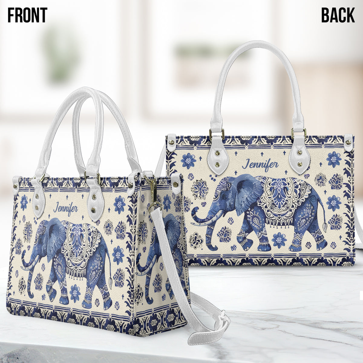 Bohemian Elephant - Personalisierte Elefanten-Lederhandtasche