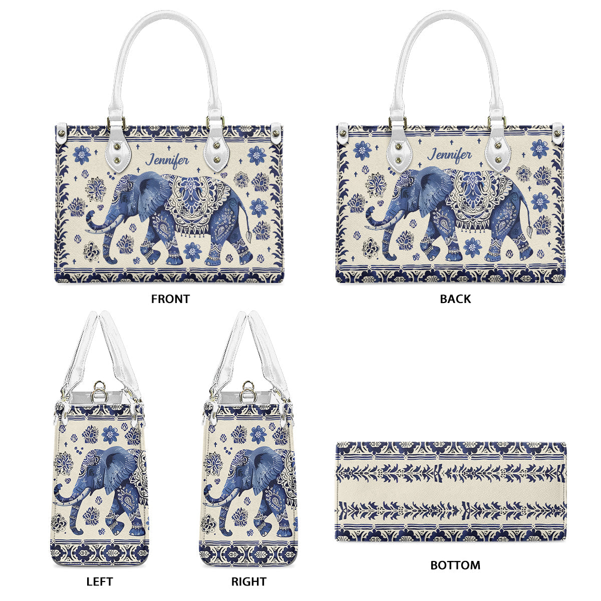 Bohemian Elephant - Personalisierte Elefanten-Lederhandtasche