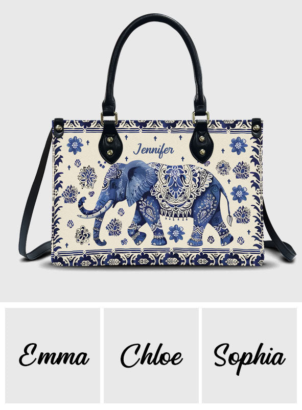 Bohemian Elephant - Personalisierte Elefanten-Lederhandtasche