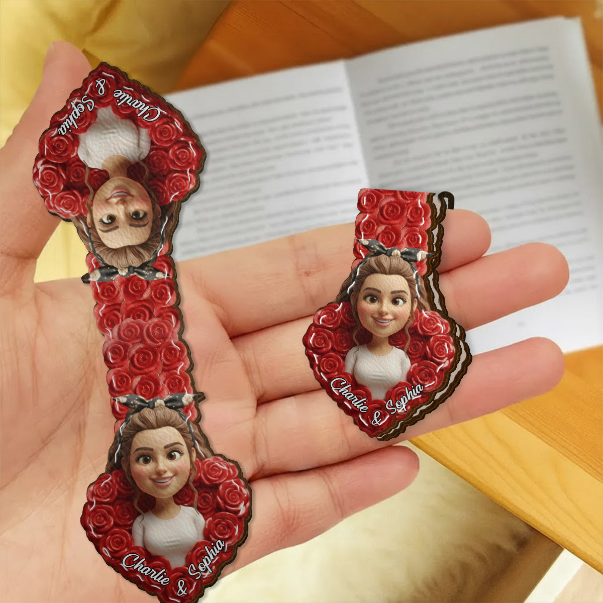Together Forever - Personalized Couple Shaped Magnetic Bookmark