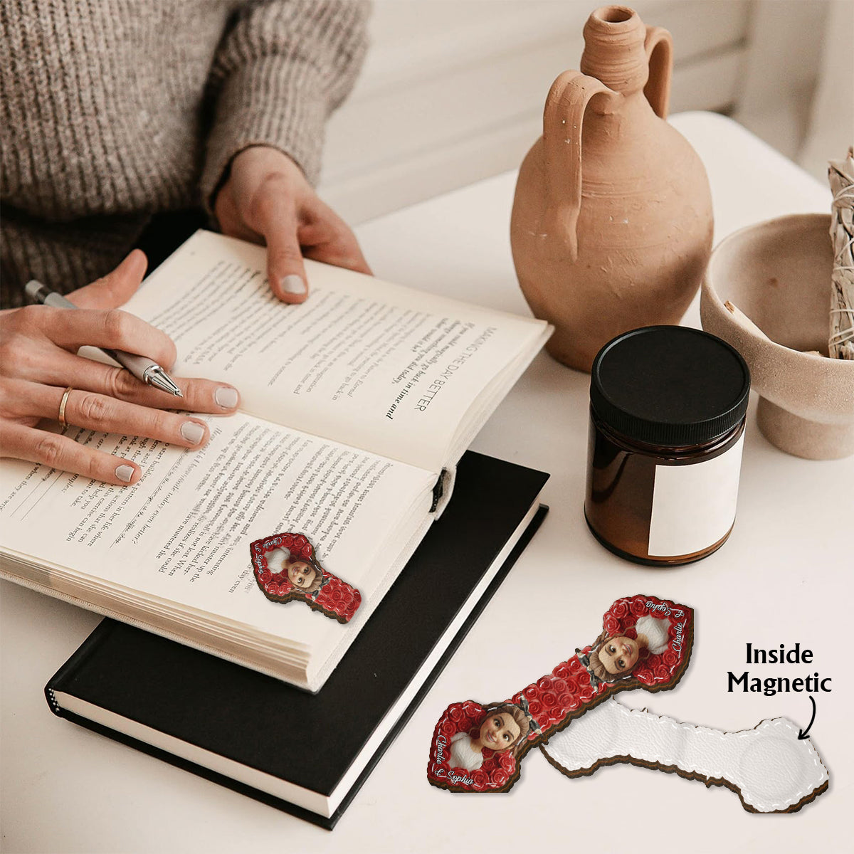 Together Forever - Personalized Couple Shaped Magnetic Bookmark