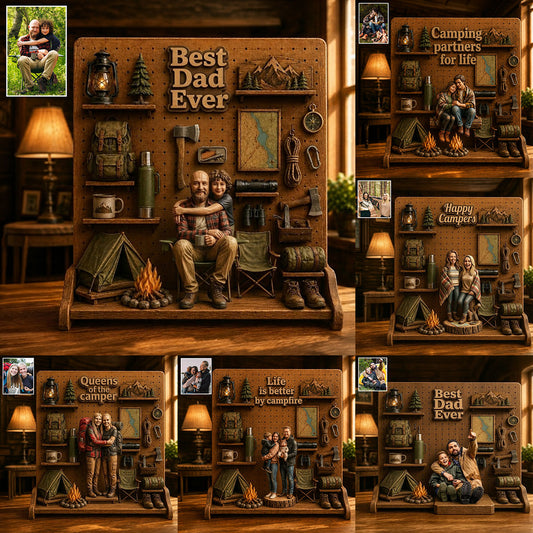 Geschenk für Campingliebhaber - Personalisierte 2-lagige Holztafel / Holzschild