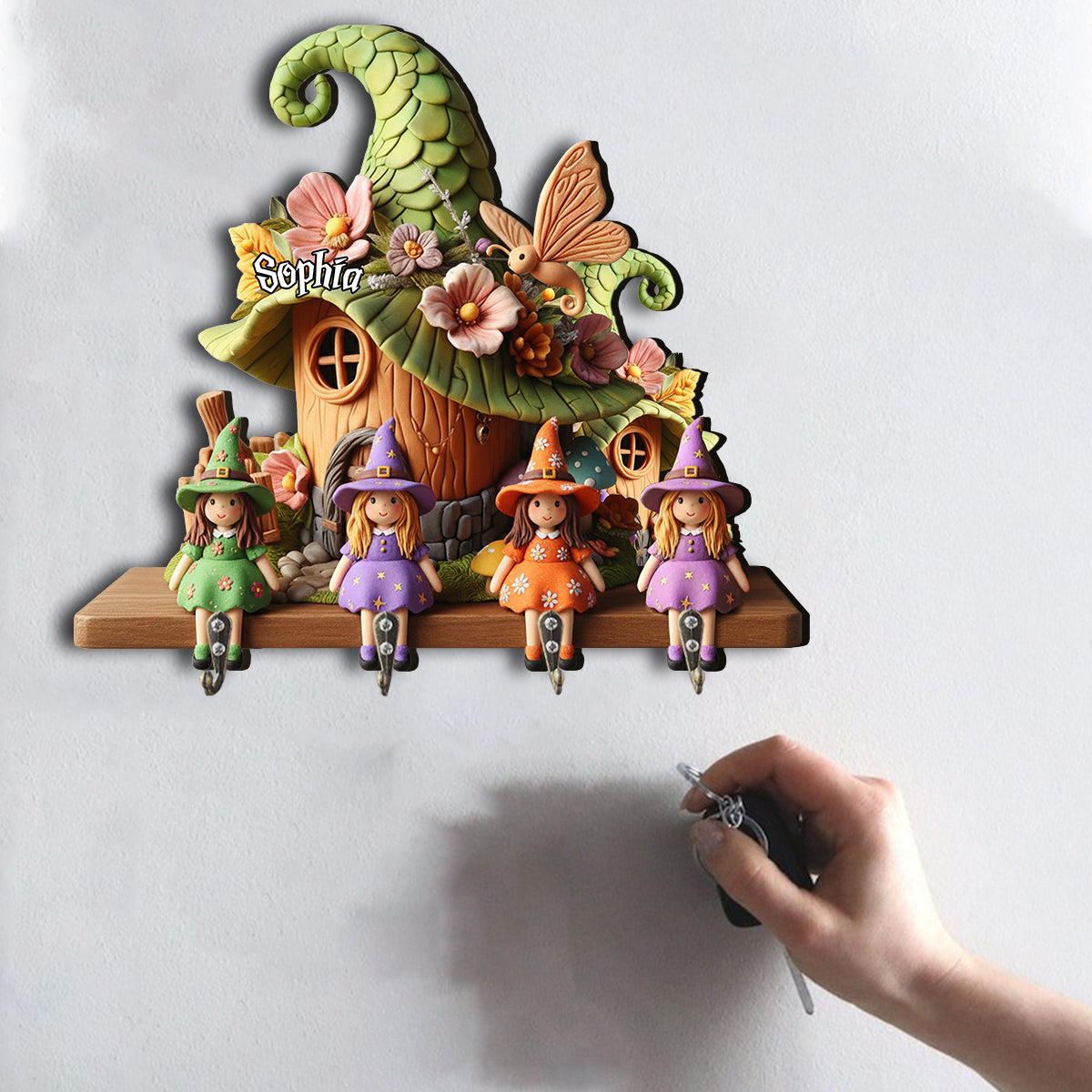 Cute Witches - Personalized Witch Custom Shaped Hanging Rack