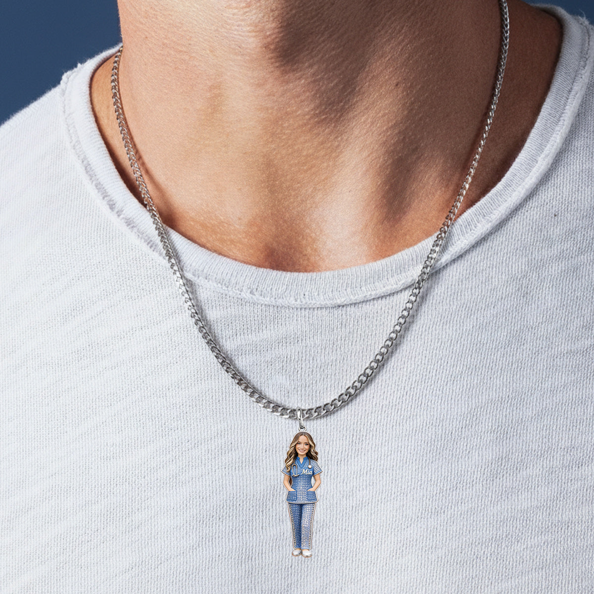 Proud Nurse - Personalized Nurse Shaped Metal Pendant Necklace