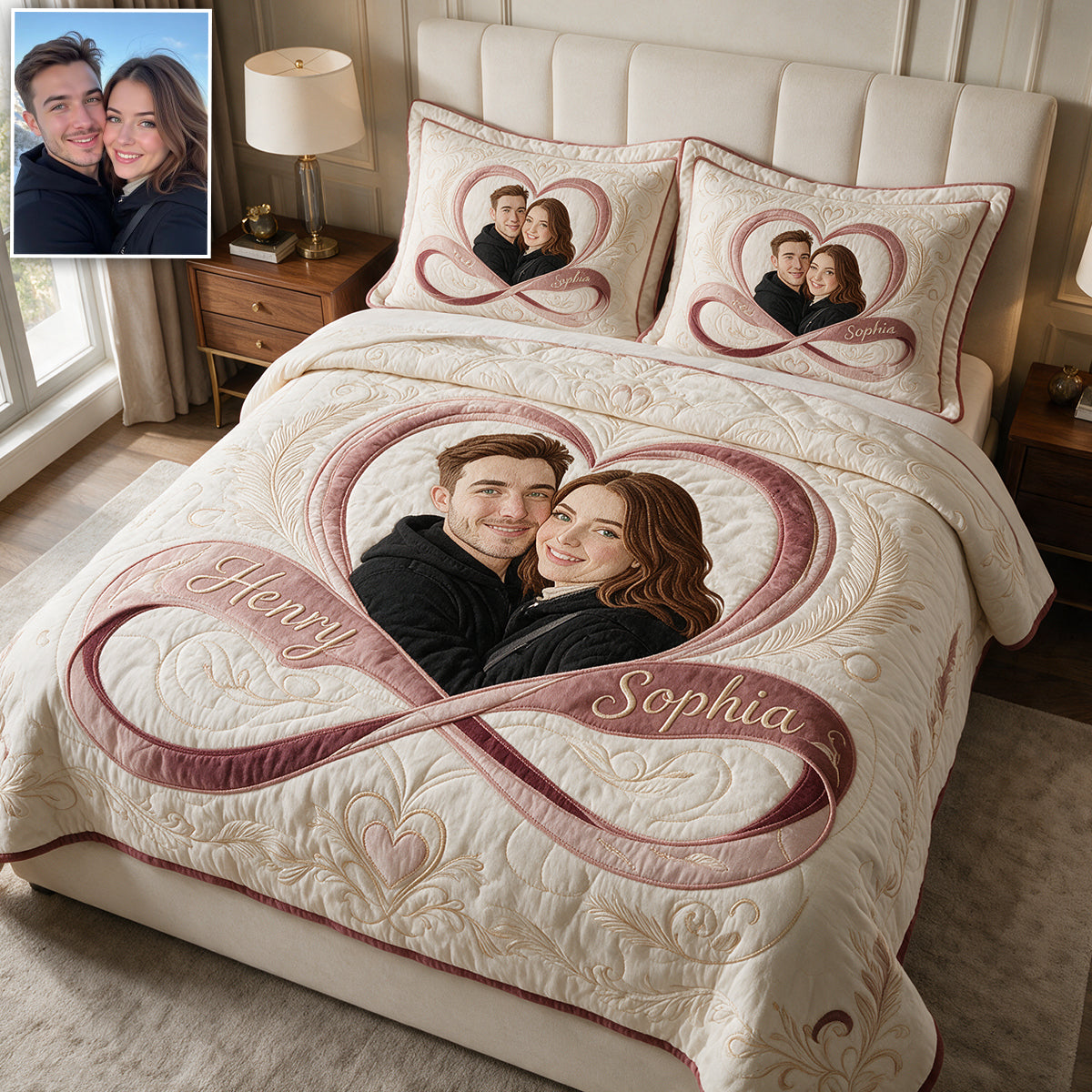 Custom Any Photo - Personalized Couple Quilt Set