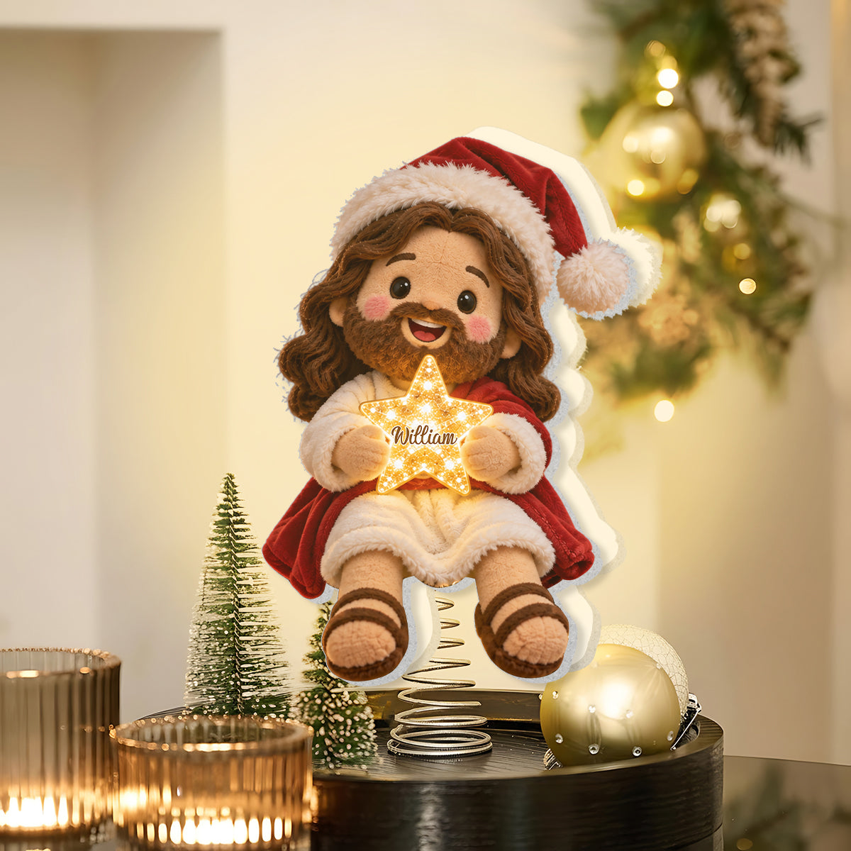 Joyeux Noël - Couronne LED chrétienne personnalisée