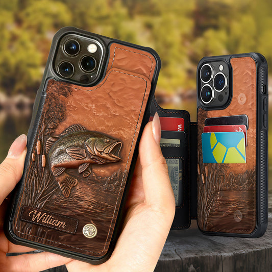 Le Meilleur Pêcheur - Étui portefeuille pour téléphone personnalisé sur le thème de la pêche, entièrement imprimé