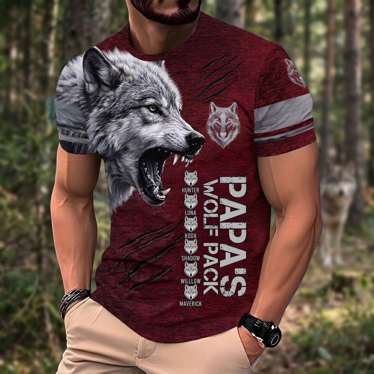 Papás Wolf Pack - Personalisierte Vater All Over Shirt