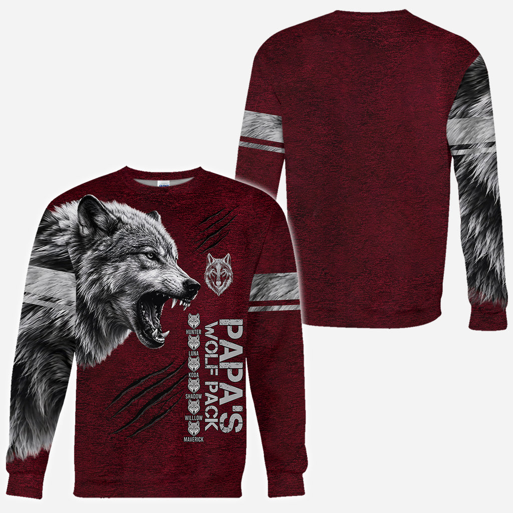 Papás Wolf Pack - Personalisierte Vater All Over Shirt