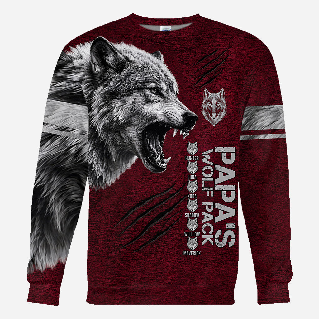 Papás Wolf Pack - Personalisierte Vater All Over Shirt